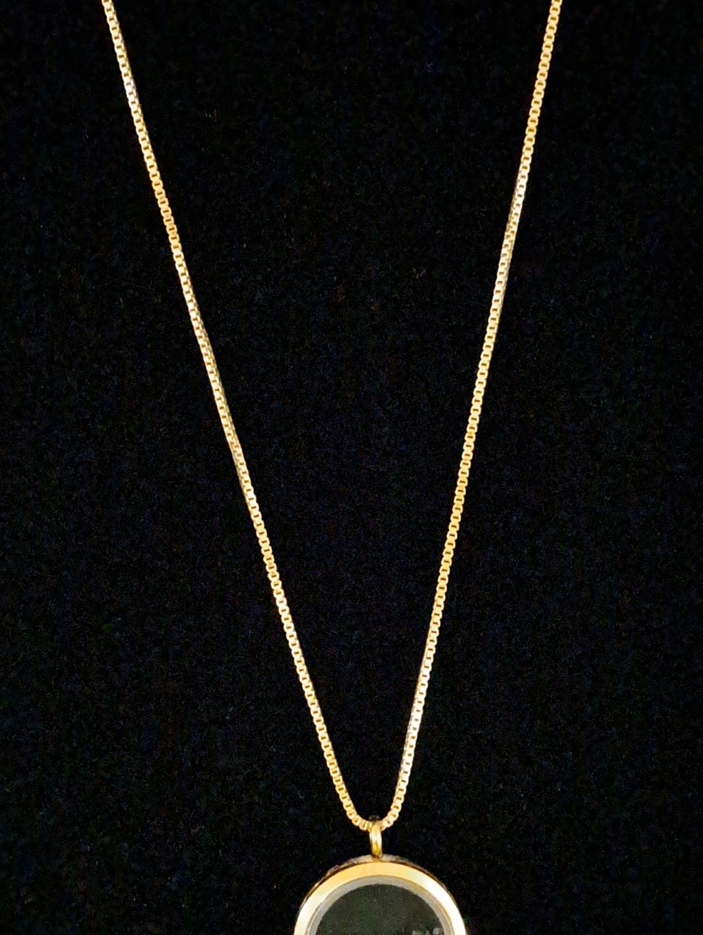 Gold Tone Pendant Necklace With Black Center